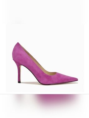 Suede Pointed-Toe Pump in Magenta Pink